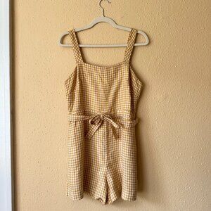 & other stories square neck linen romper